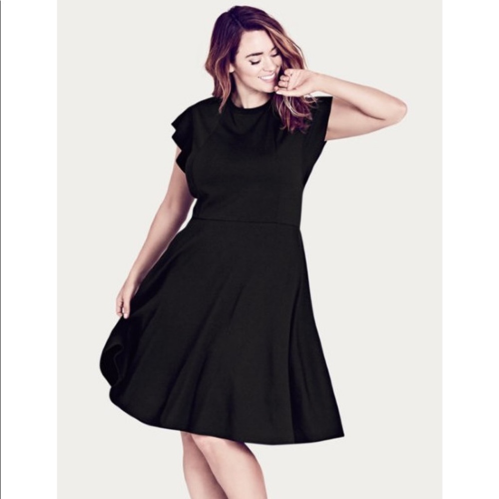 City Chic black dress with flutter sleeves